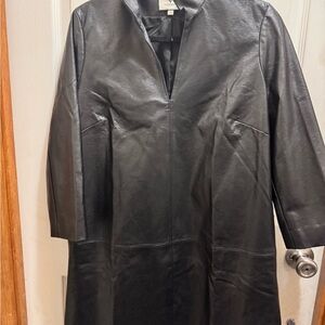 Tuckernuck Faux Leather Black 3/4 Length Long Sleeve Dress